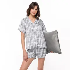BLU - Pijama completa con Short Mujer Corto Manga corta