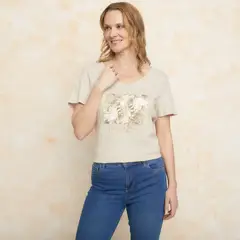 STEFANO COCCI - Camiseta Mujer con Estampado Manga corta de Algodón