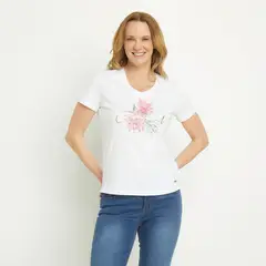NEWPORT - Camiseta Mujer con Estampado Manga corta de Algodón