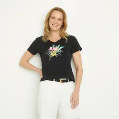 NEWPORT - Camiseta Mujer con Estampado Manga corta de Algodón