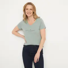 NEWPORT - Camiseta Mujer con Estampado Manga corta de Algodón