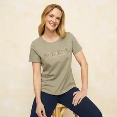 SOUTHLAND - Camiseta Mujer con Estampado Manga corta de Algodón