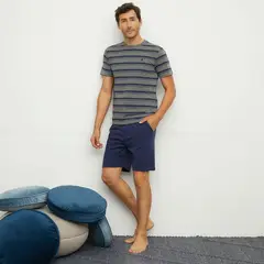 NEWPORT - Pijama Hombre Corto Manga corta de Rayas de Algodón