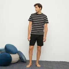 NEWPORT - Pijama Hombre Corto Manga corta de Rayas de Algodón