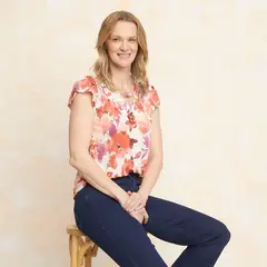 SOUTHLAND - Camisa Mujer con Flores Manga corta