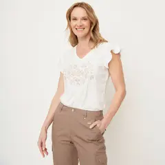 NEWPORT - Camiseta Mujer con Estampado Manga corta de Algodón