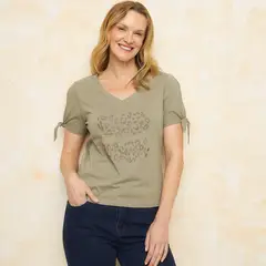 SOUTHLAND - Camiseta Mujer con Estampado Manga corta de Algodón