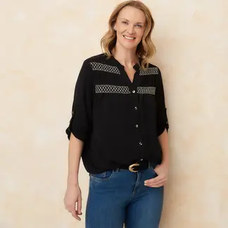 SOUTHLAND - Blusa Mujer con Bordado Manga larga