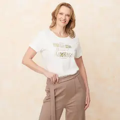 SOUTHLAND - Camiseta Mujer con Estampado Manga corta de Algodón