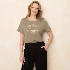 SOUTHLAND - Camiseta Mujer con Estampado Manga corta de Algodón