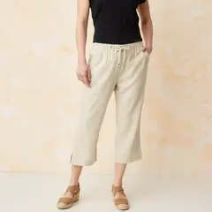 SOUTHLAND - Pantalón Recto Mujer Tiro medio de Lino