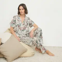 BLU - Pijama completa con pantalón para Mujer Manga corta