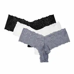 BLU - Pantis Pack de 3 con Encaje Mujer