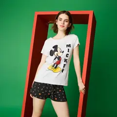 DISNEY - Pijama completa con short para Mujer Manga corta de Algodón