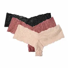 BLU - Pantis Pack de 3 con Encaje Mujer