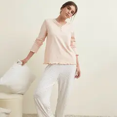 SYBILLA - Pijama completa con pantalón Mujer Largo Manga larga de Algodón