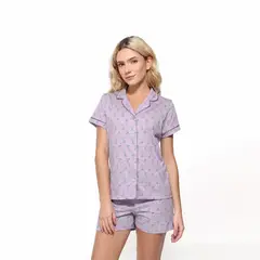 SYBILLA - Pijama completa con short Mujer Corto Manga corta de Algodón