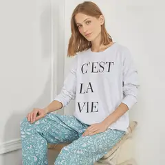 BLU - Camiseta de pijama Mujer Corto Manga larga