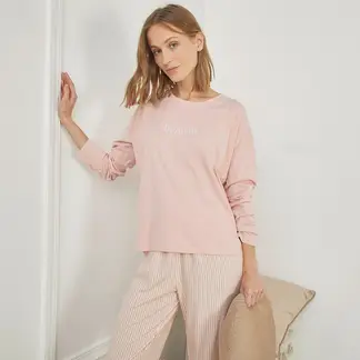BLU - Camiseta de pijama Mujer Corto Manga larga