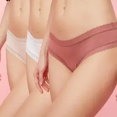 BLU - Calzón bikini Pack de 3 Encaje Mujer