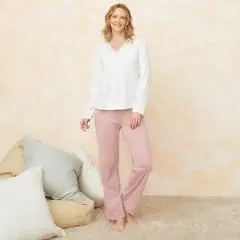 SOUTHLAND - Pijama Completa con pantalón para Mujer Manga larga de Algodón