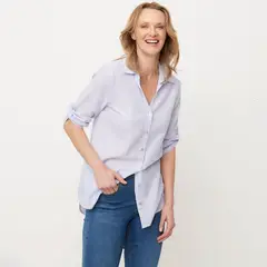 NEWPORT - Camisa Mujer de Rayas Manga 3/4 de Algodón