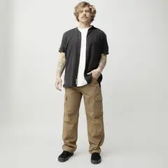 DENIMLAB - Pantalón cargo Hombre Baggy de Algodón