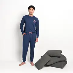 BEARCLIFF - Pijama Hombre Largo Manga larga de Algodón