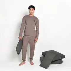 BEARCLIFF - Pijama Hombre Largo Manga larga de Algodón