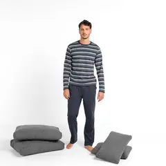 NEWPORT - Pijama Hombre Largo Manga larga de Rayas de Algodón