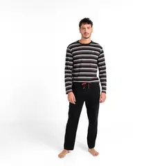 NEWPORT - Pijama Hombre Largo Manga larga de Rayas de Algodón