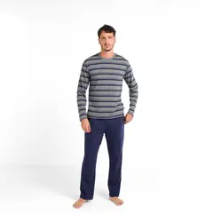NEWPORT - Pijama Hombre Largo Manga larga de Rayas de Algodón