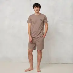 BEARCLIFF - Pijama Hombre Corto Manga corta con Estampado de Algodón