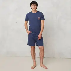 BEARCLIFF - Pijama Hombre Corto Manga corta con Estampado de Algodón