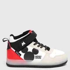 DISNEY - Tenis con luces L Tall K Mk Mickey Mouse Niño con Velcro Negro