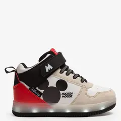 DISNEY - Tenis con luces L Tall I Mk Mickey Mouse Niño con Velcro Negro