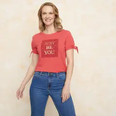 SOUTHLAND - Camiseta Mujer con Estampado Manga corta de Algodón