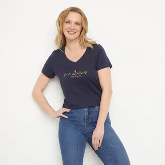 NEWPORT - Camiseta Mujer con Estampado Manga corta de Algodón