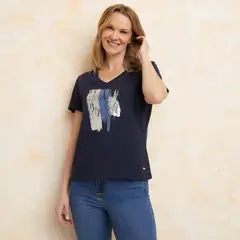 SOUTHLAND - Camiseta Mujer con Estampado Manga corta de Algodón