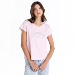 SYBILLA - Camiseta de pijama Mujer Corto Manga corta de Algodón