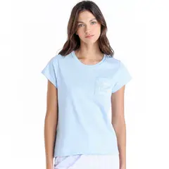 SYBILLA - Camiseta de pijama Mujer Corto Manga corta de Algodón