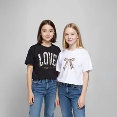 ELV - Camiseta para Niña Pack de 2 unidades con Estampado Manga corta de Algodón
