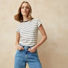 BASEMENT - Camiseta Mujer Manga corta de Algodón Slim fit