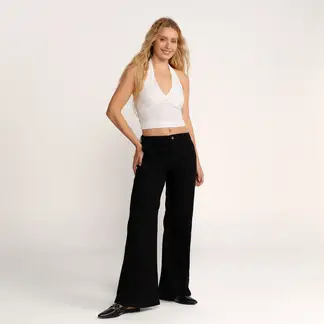 SYBILLA - Jean Wide Leg Mujer Tiro Medio de Algodón