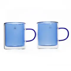 BENETTON - Mugs Cristal SETX2 DOBLEPARED AZUL 350ML Alto: 10 cm; Ancho: 8 cm