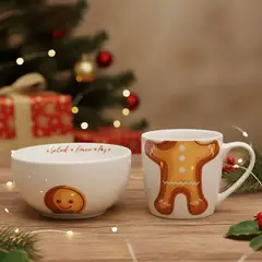 MICA - Set: Bowl + Taza Navideña Galleta de Jengibre