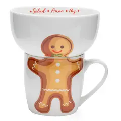 MICA - Set: Bowl + Taza Navideña Galleta de Jengibre