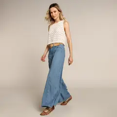 UNIVERSITY CLUB - Jean Wide leg Mujer Tiro bajo