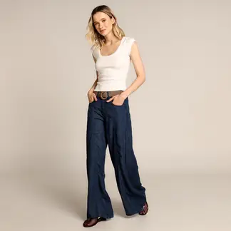 UNIVERSITY CLUB - Jean Wide leg Mujer Tiro bajo