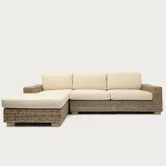 ROBERTA ALLEN - Sofá en L derecho de exterior 4 puestos Ratán Natural Kubu 270 cm x 159 cm x 67 cm